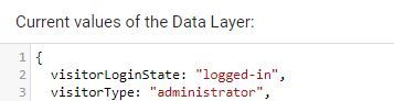 GTM datalayer admin log-in